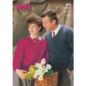 ARGYLL454 - UNISEX SWEATERS WITH V OR ROUND NECKS IN MOHAIR - PDF KNITTING PATTERN
