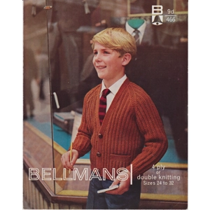 BELLMANS466 - BOY'S V-NECK CARDIGAN IN DK OR 4PLY - PDF KNITTING PATTERN