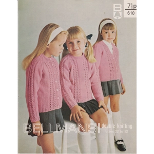 BELLMANS610 - GIRL'S DK SWEATER AND CARDIGAN - PDF KNITTING PATTERN