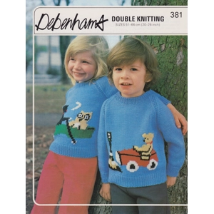 DEBENHAMS381 - CHILD'S CARTOON SWEATERS - PDF KNITTING PATTERN