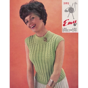 EMU2192 - WOMAN'S VINTAGE SLEEVELESS TOP IN 3PLY, 4PLY OR DK - PDF KNITTING PATTERN