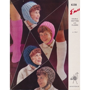 Emu6238 - GIRL'S HAT AND SOCK KNITTING PATTERN PDF