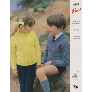 EMU6397 - GIRL'S AND BOY'S SWEATER KNITTING PATTERN PDF