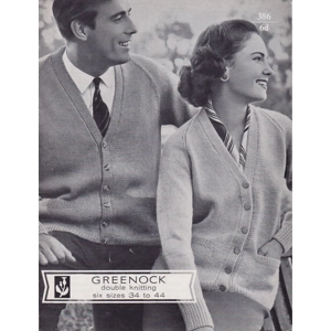 GREENOCK386 - UNISEX CARDIGANS IN DOUBLE KNITTING - PDF KNITTING PATTERN