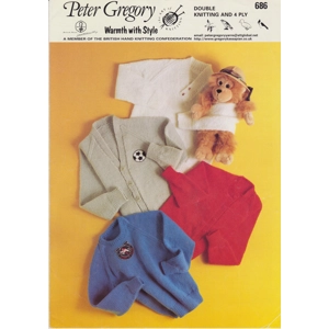 GREGORY686 - CHILD'S SWEATER AND CARDIGANS IN DK OR 4PLY- PDF KNITTING PATTERN