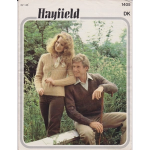 HAYFIELD1405 - MAN'S AND WOMAN'S V-NECK SWEATER IN DK - PDF KNITTING PATTERN