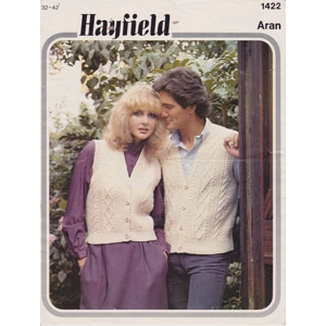 HAYFIELD1422 - UNISEX CABLE DESIGN WAISTCOATS IN ARAN - PDF KNITTING PATTERN