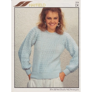 HAYFIELD2074 - WOMAN'S PATTERNED ROUND NECK SWEATER IN DK - PDF KNITTING PATTERN