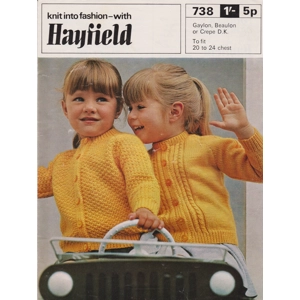 HAYFIELD738 - GIRL'S CARDIGAN KNITTING PATTERN PDF