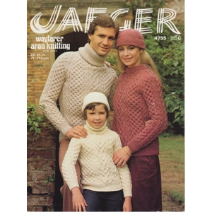 JAEGER4755 - ADULT AND CHILD CABLE SWEATERS AND HATS IN ARAN - PDF KNITTING PATTERN