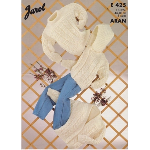 JAROL425 - CHILD'S ARAN SWEATER, CARDIGAN AND HOODED JACKET - PDF KNITTING PATTERN