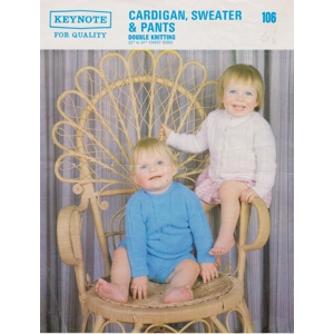 KEYNOTE106 - INFANT SWEATER, CARDIGAN AND PANTS SET - PDF KNITTING PATTERN