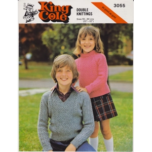 KINGCOLE3055 - CHILDREN'S SWEATERS KNITTING PATTERN PDF IN DK
