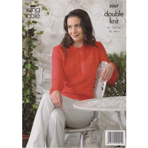 KINGCOLE3067 - WOMAN'S V NECK CABLE CARDIGAN AND SWEATER IN DOUBLE KNITTING - PDF KNITTING PATTERN