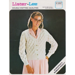LISTERK1287 - WOMAN'S V NECK CARDIGAN WITH LACY PATTERN IN DK - PDF KNITTING PATTERN