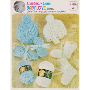 LISTERK1368 - BABY HAT, BONNET, BOOTEES AND MITTS KNITTING PATTERN PDF