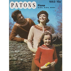 PATONS1053 - FAIR ISLE ADULT AND CHILD CARDIGAN AND SWEATER - PDF KNITTING PATTERN