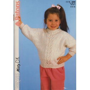 PATONS3066 - Girl's Sweater Knitting Pattern PDF