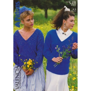 PATONS3124 - WOMAN'S V NECK SWEATER IN DK - PDF KNITTING PATTERN