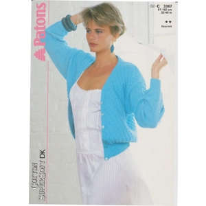 PATONS3367 - WOMAN'S COTTON DK V-NECK CARDIGAN - PDF KNITTING PATTERN