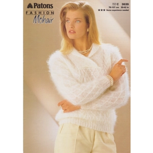 PATONS3639 - WOMAN'S LATTICE PATTERN MOHAIR SWEATER - PDF KNITTING PATTERN