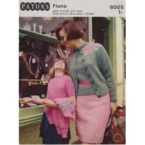 PATONS6005 - WOMAN AND GIRL'S FAIR ISLE SWEATER AND CARDIGAN IN DK - PDF KNITTING PATTERN