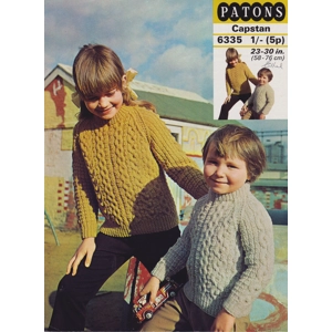 PATONS6335 - Childrens Zip Front Aran Jacket Knitting Pattern PDF