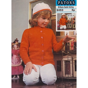 PATONS6453 - Girl's Cardigan and Hat Knitting Pattern PDF