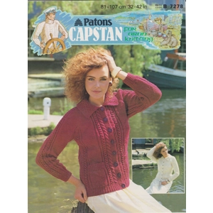 PATONS7278 - WOMAN'S ARAN CABLE JACKET WITH COLLAR AND POCKETS - PDF KNITTING PATTERN