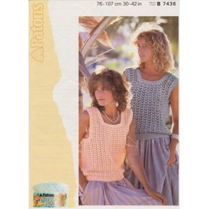 PATONS7436 - WOMAN'S SLEEVELESS LACY TOP IN COTTON DK - PDF KNITTING PATTERN