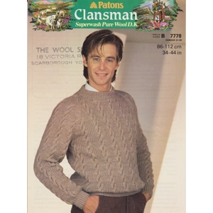 PATONS7778 - MAN'S CABLE SWEATER IN DK - PDF KNITTING PATTERN