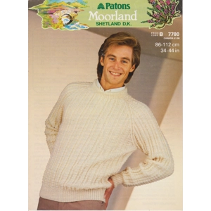 PATONS7780 - MAN'S CREW NECK TEXTURED SWEATER IN DK - PDF KNITTING PATTERN