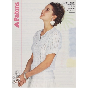 PATONS8725 - WOMAN'S AND TEEN'S SHORT SLEEVE SWEATER IN COTTON - PDF KNITTING PATTERN