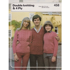 PHILDAR458 - FAMILY SIZES SWEATERS IN DOUBLE KNITTING AND 4 PLY - PDF KNITTING PATTERN