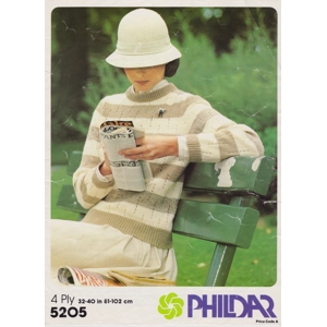 PHILDAR5205 - WOMAN'S ROUND NECK SWEATER IN 4 PLY - PDF KNITTING PATTERN