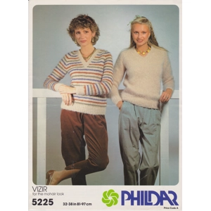 PHILDAR5225 - LADY'S V NECK SWEATER IN MOHAIR - PDF KNITTING PATTERN