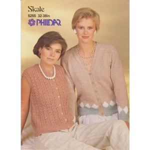 PHILDAR5255 - WOMAN'S LONG SLEEVE CARDIGAN AND WAISTCOAT IN DK - PDF KNITTING PATTERN