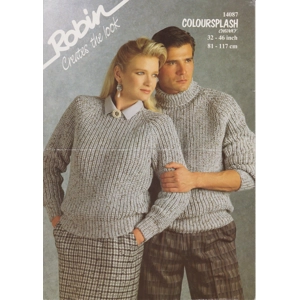 ROBIN14087 - UNISEX CHUNKY RIB SWEATERS - PDF KNITTING PATTERN