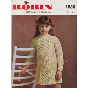 ROBIN1938 - GIRL'S ARAN CABLE DRESS - PDF KNITTING PATTERN