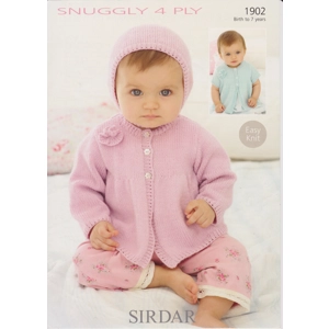 SIRDAR1902 - BABY GIRL CARDIGANS AND BONNET PDF KNITTING PATTERN