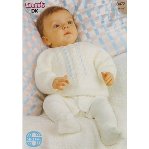 SIRDAR3472 - BABY CABLE DESIGN ANGEL TOP KNITTING PATTERN PDF