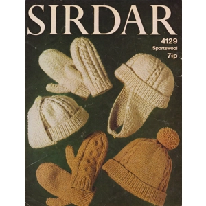 SIRDAR4129 - CHILD'S HAT AND MITTS IN ARAN - PDF KNITTING PATTERN