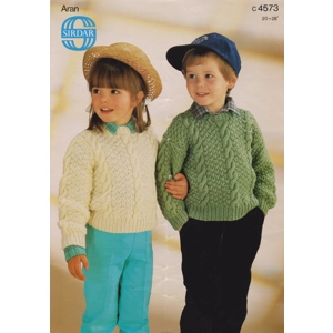SIRDAR4573 - CHILDRENS ARAN CABLE SWEATER PDF KNITTING PATTERN