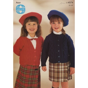 SIRDAR4574 - GIRL'S ARAN CABLE CARDIGAN PDF KNITTING PATTERN