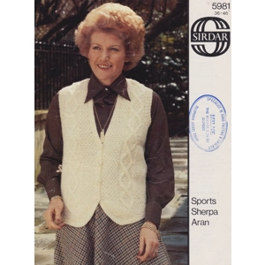 SIRDAR5981 - WOMAN'S ARAN WEIGHT WAISTCOAT - PDF KNITTING PATTERN