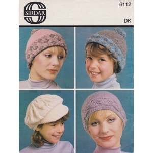 SIRDAR6112 - WOMAN'S AND CHILD'S HATS AND CAP IN DK - PDF KNITTING PATTERN