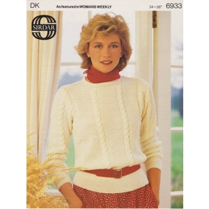 SIRDAR6933 - WOMAN'S CABLE SWEATER IN DOUBLE KNITTING - PDF KNITTING PATTERN
