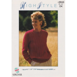 SIRDAR8846 - WOMAN'S BUTTON PLACKET DIAMOND PATTERN SWEATER IN DK - PDF KNITTING PATTERN