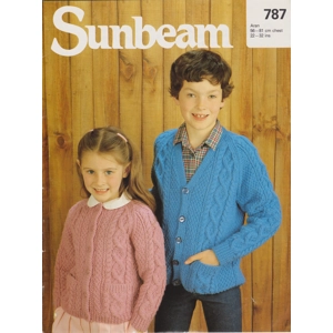 SUNBEAM787 - CHILD'S ARAN CARDIGAN CABLE DESIGN AND POCKETS - PDF KNITTING PATTERN