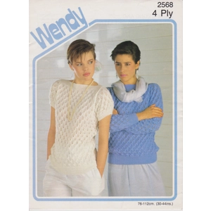 WENDY2568 - Woman's 4 ply Short or Long Sleeved Sweater - PDF knitting pattern
